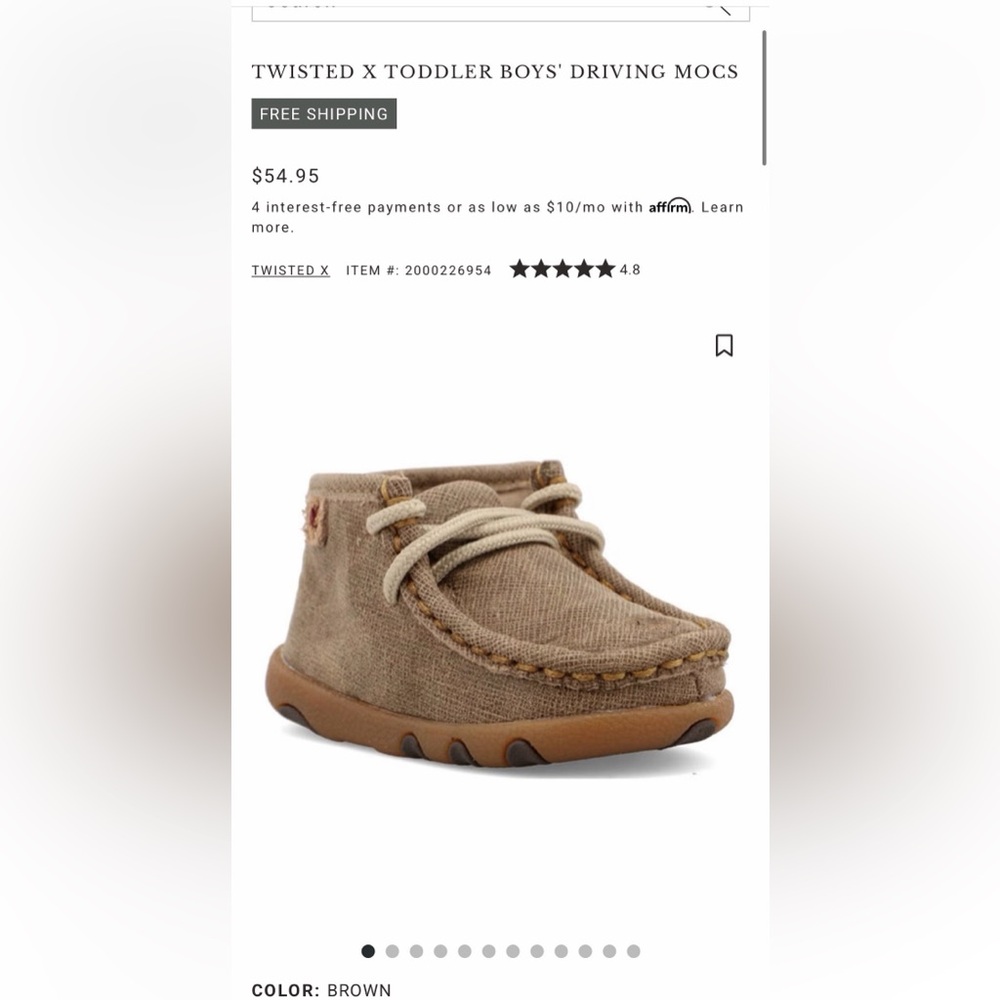 Twisted X Kids Brown Moccasin boot Shoe size 4m like new!
